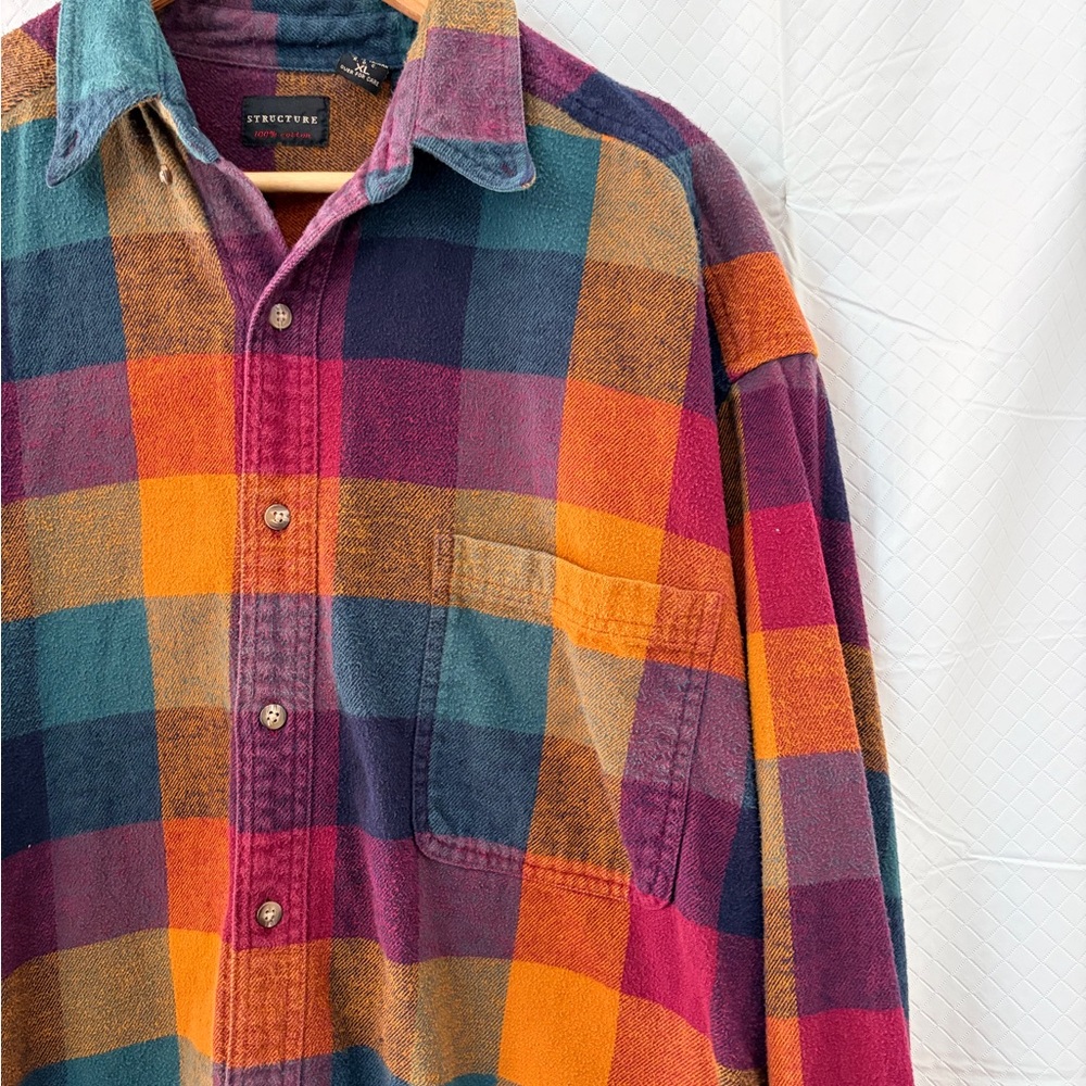 Structure Multicolor Plaid Button Down Shirt - image 3